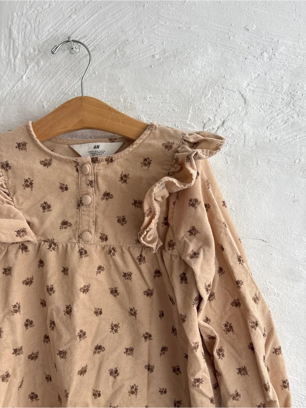 H&M corduroy style floral dress girls size 6x